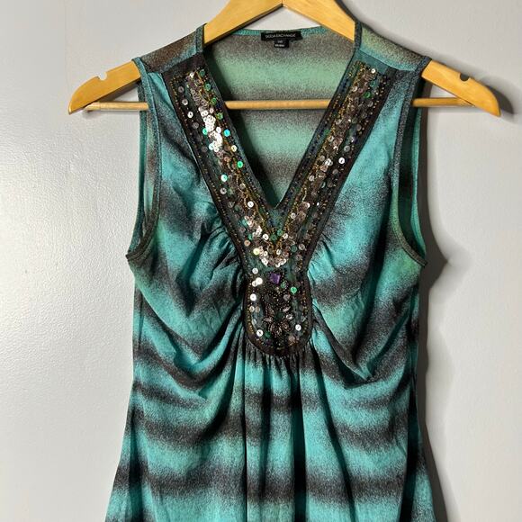 Soda Exchange Babydoll Y2K Tank Fairy Sequin Artsy Women's 8 Chiffon Flowy - Picture 2 of 6